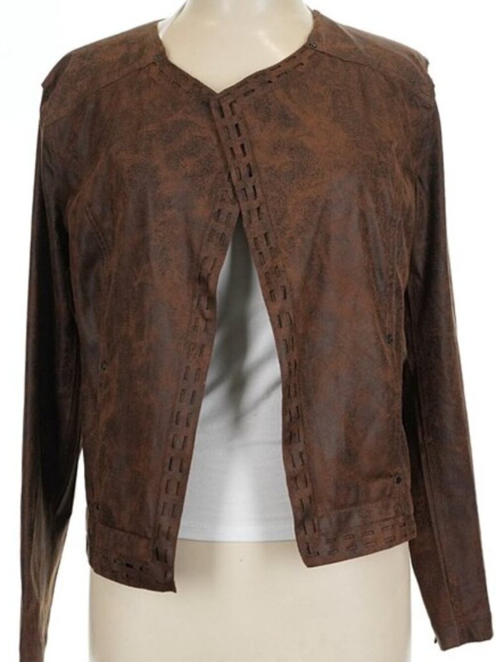 Lysse Chocolate Brown Faux Leather Blazer